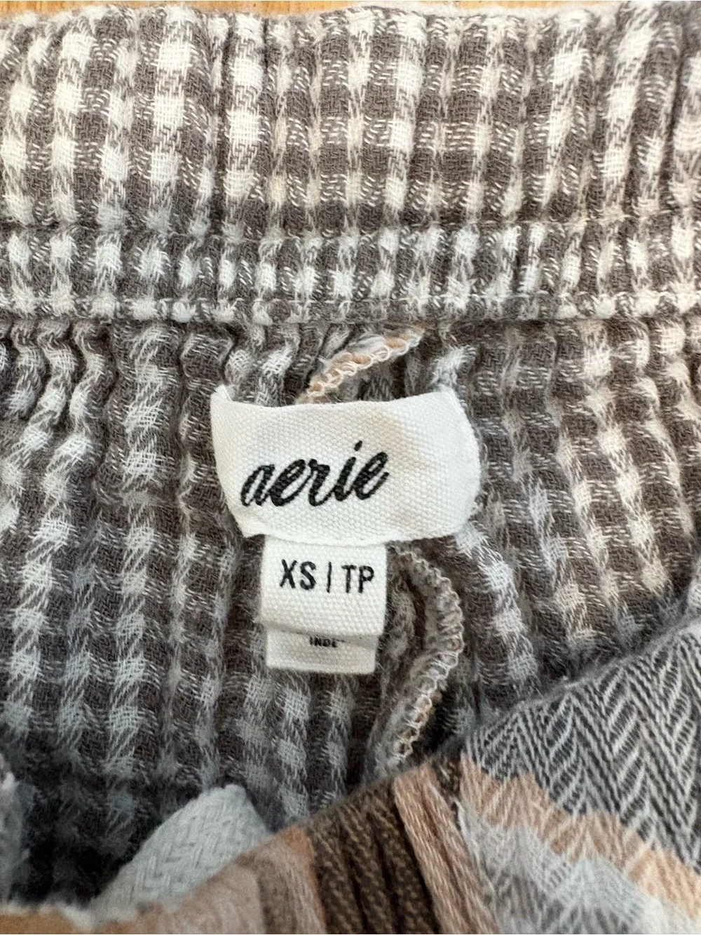 Aerie Soft Gauze Pajama Jogger Pants Plaid Neutral Coastal Boho Loungewear XS